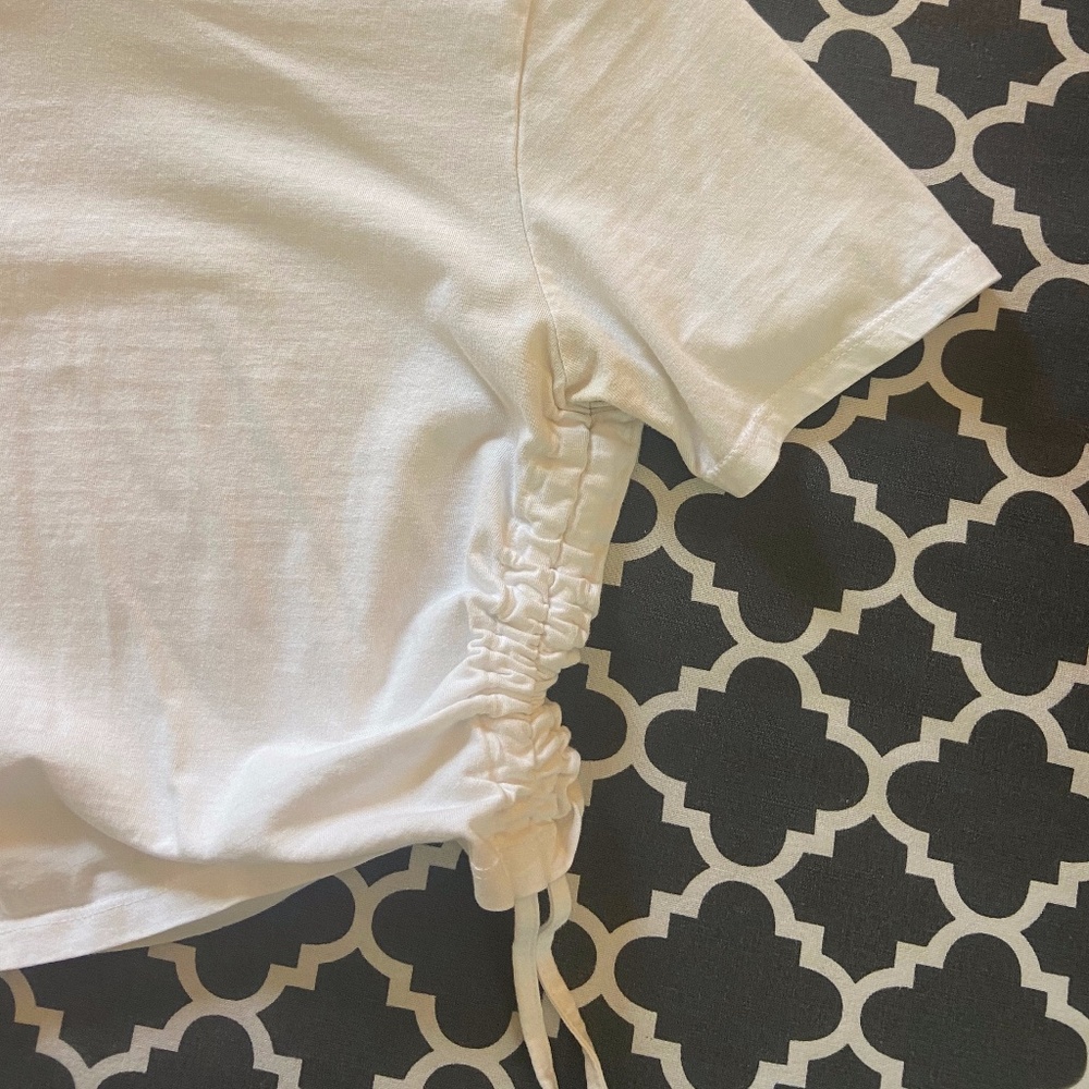 White Scrunched Crop Top